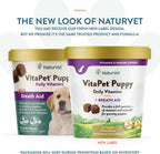 NaturVet VitaPet Multivitamínico Diario para Cachorros con Soporte para el Aliento (70 masticables suaves)
