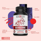 Zhou Berberine con Uva de Oregón - 1000mg por Cápsula, 60 Cápsulas Vegetales