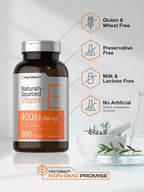 Horbäach Vitamina E 400 UI (268 mg) - 300 Cápsulas Blandas - D-Alfa Tocoferol Natural - Sin Gluten y No Transgénico