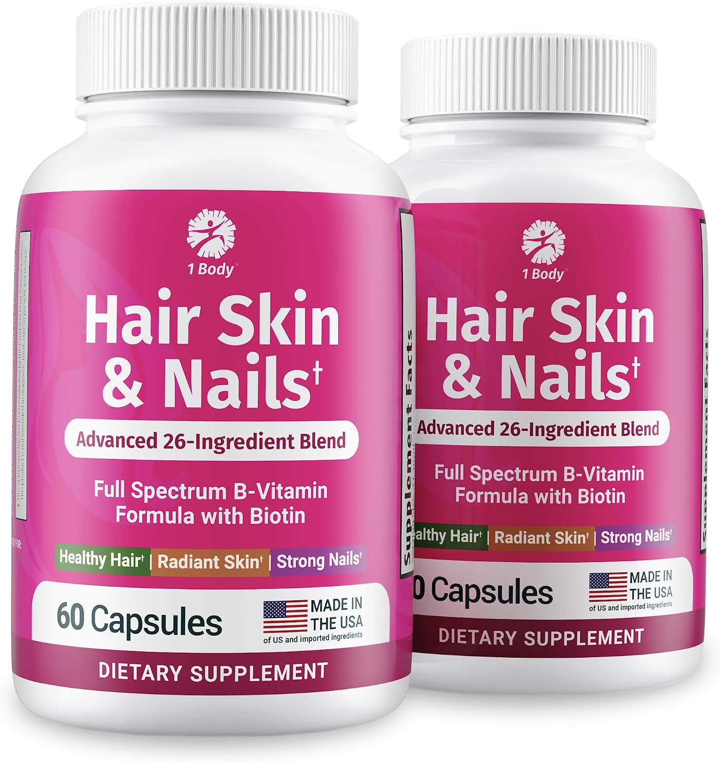 1 Body Hair Skin & Nails con Biotina - Pack de 3