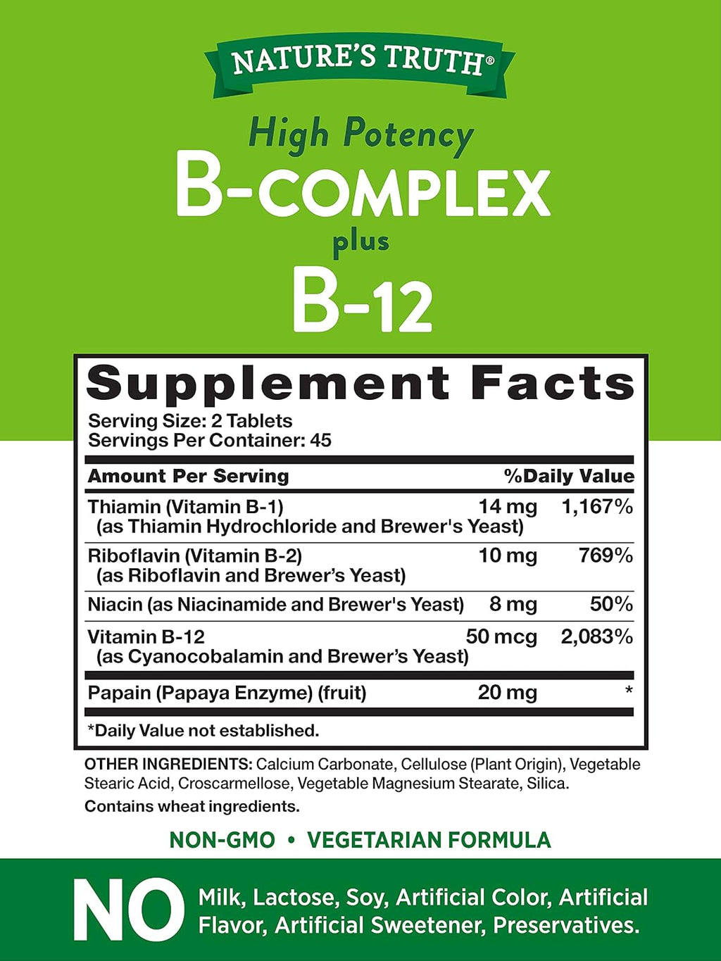 Nature's Truth Complejo B de Alta Potencia con B-12, 90 comprimidos (Paquete de 3)