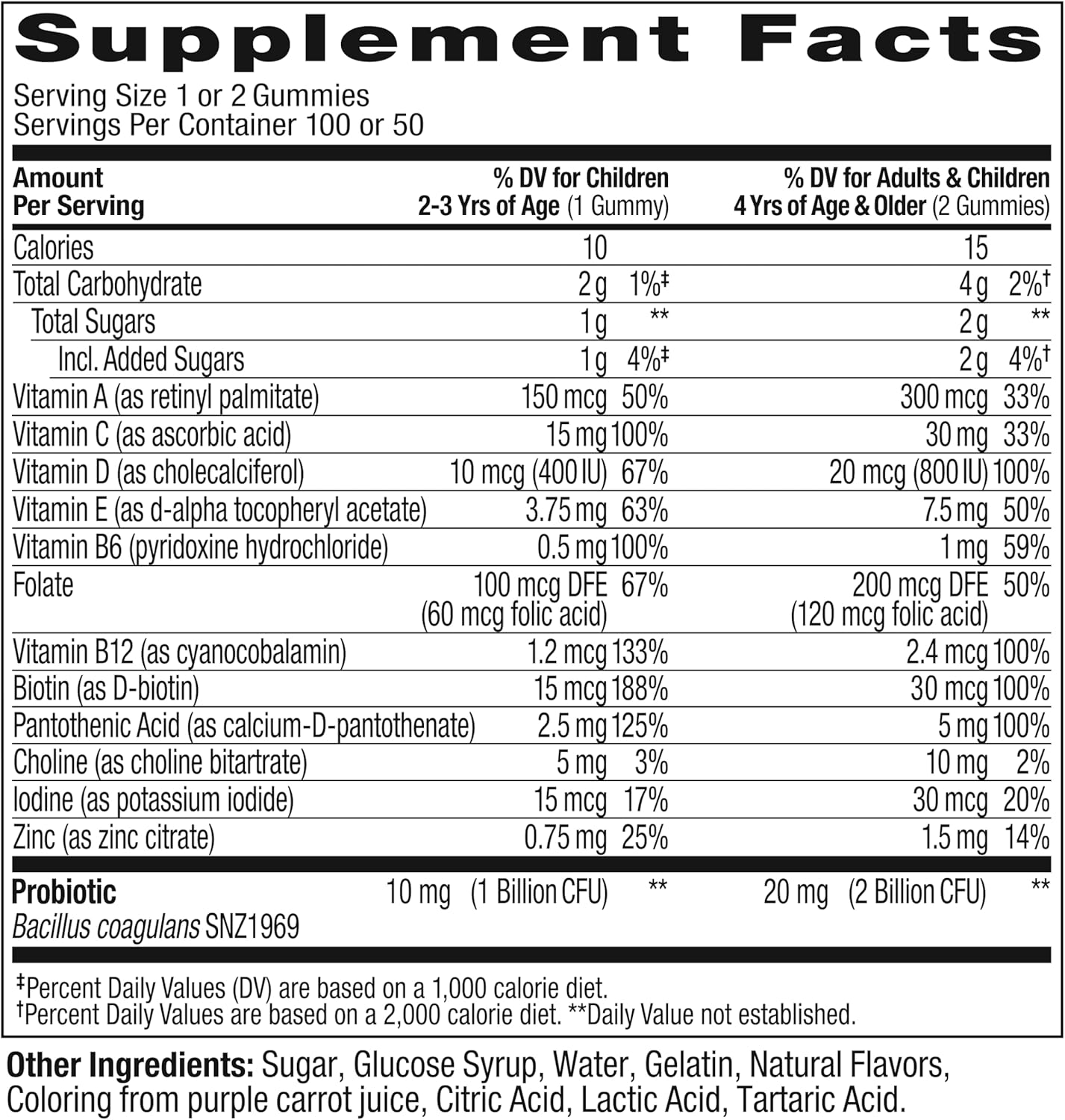OLLY Kids Multivitamin & Probiotic Gummy – Gomitas Multivitamínicas con Probióticos para Niños, Sabor Bayas, 100 unidades