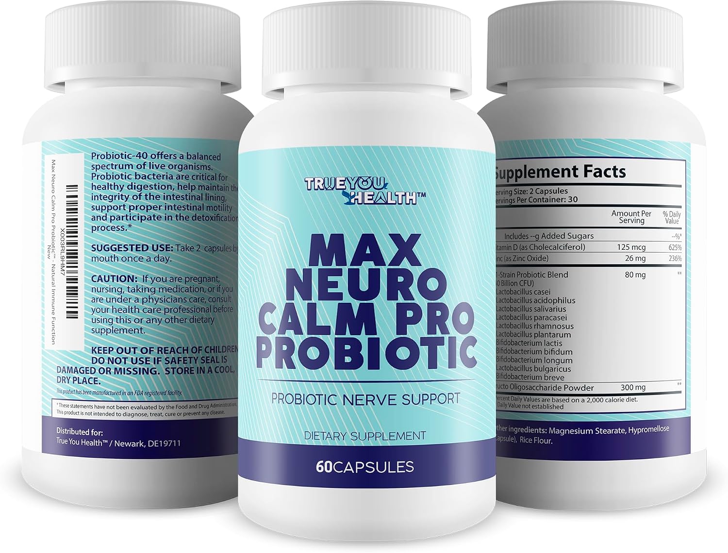 Max Neuro Calm Pro Probiótico - Apoyo Nervioso con Probióticos - 40 Mil Millones UFC Fórmula Premium - Apoyo del Estado de Ánimo - Ayuda a la Salud Nerviosa - Apoyo a la Salud Digestiva - Apoyo a la Función Inmunológica Natural