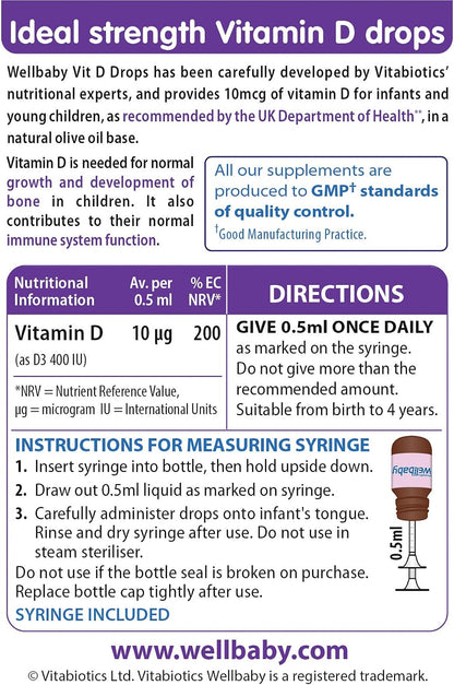 Wellbaby 30 ml Vitamin D Drops - Gotas de – Fácil administración: El frasco incluye un gotero dosificador que – Image 5