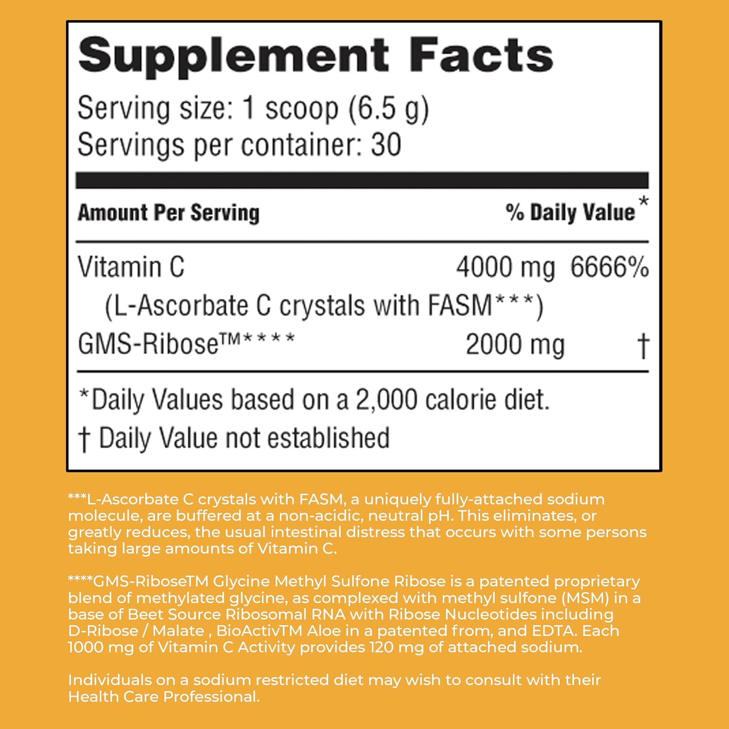 American Nutriceuticals Vitamina C en Polvo Sin Azúcar - No Ácida - 4000 mg (30 Días)