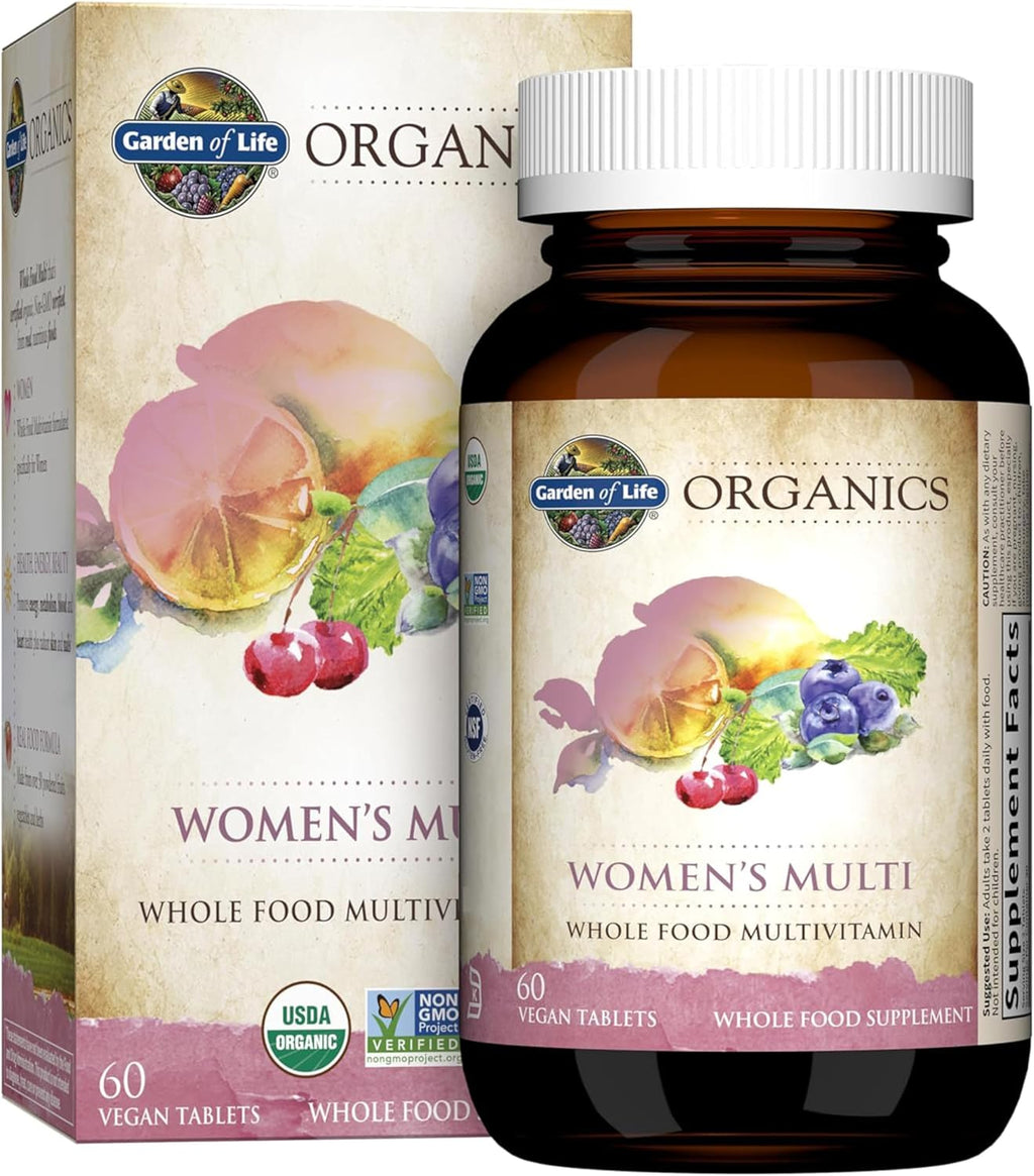 Garden of Life Organics Multivitamínico para Mujeres con Vitamina C, D3, Folato, B12, Biotina y Hierro – 60 Comprimidos