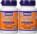 NOW Foods Vitamin D3 5000 IU, 240 Softgels (2-Pack)