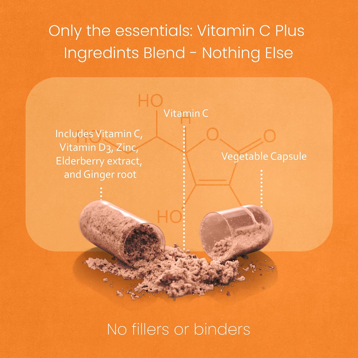 NaturaLife Labs Vitamina C con Vitamina D3, Zinc, Saúco y Jengibre – 1.700 mg por ración – 100 Cápsulas Veganas