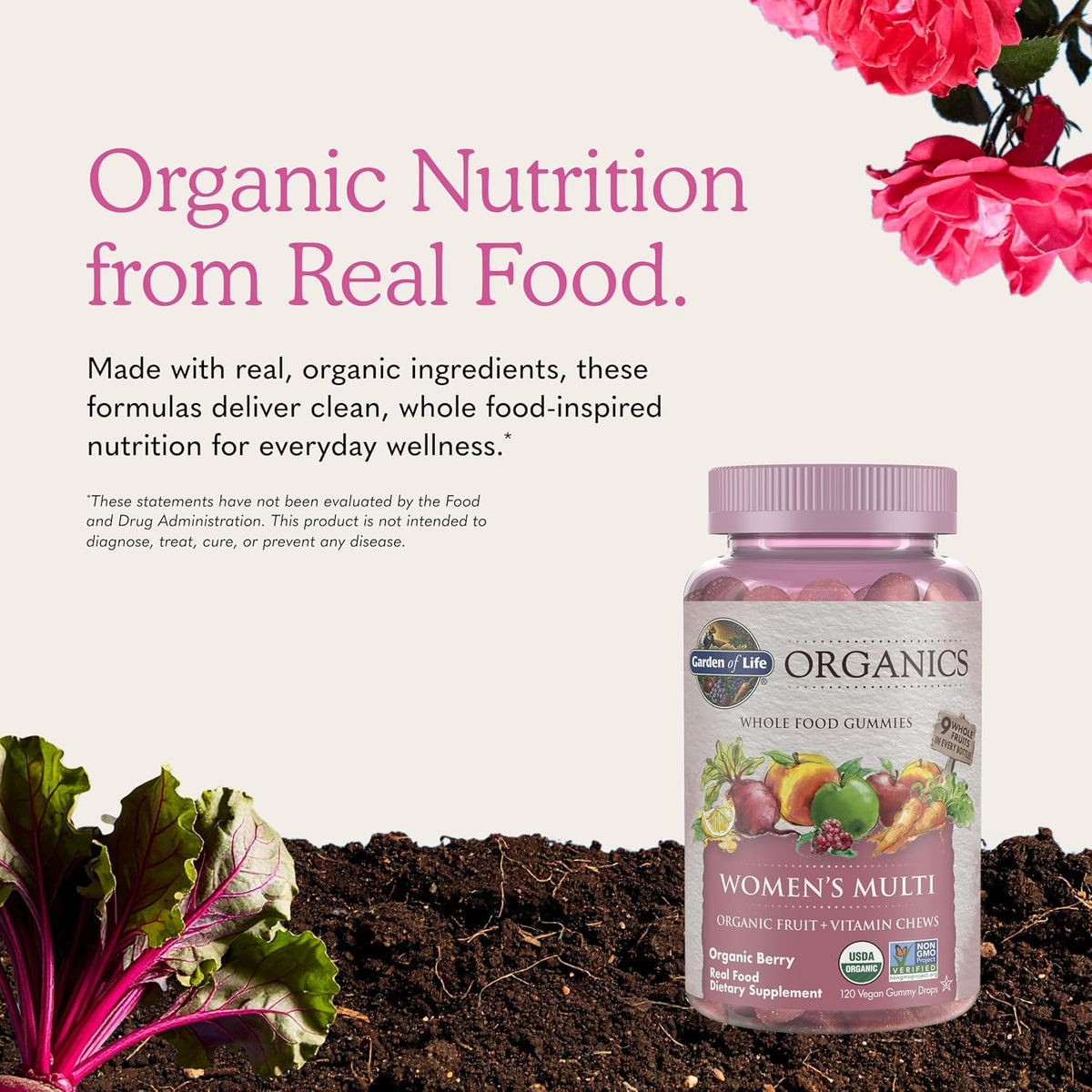Garden of Life Organics Women's Gummies - – Vitamina D3 (800 UI): Contribuye al mantenimiento de los huesos en – Image 6