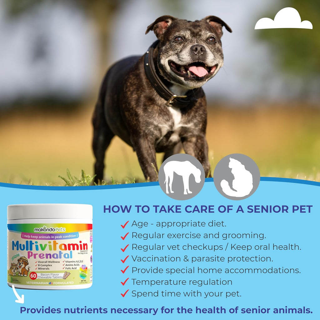 Makondo Pets Vitaminas Prenatales para Perros y Gatos - Suplemento con Ácido Fólico, Calcio y Hierro