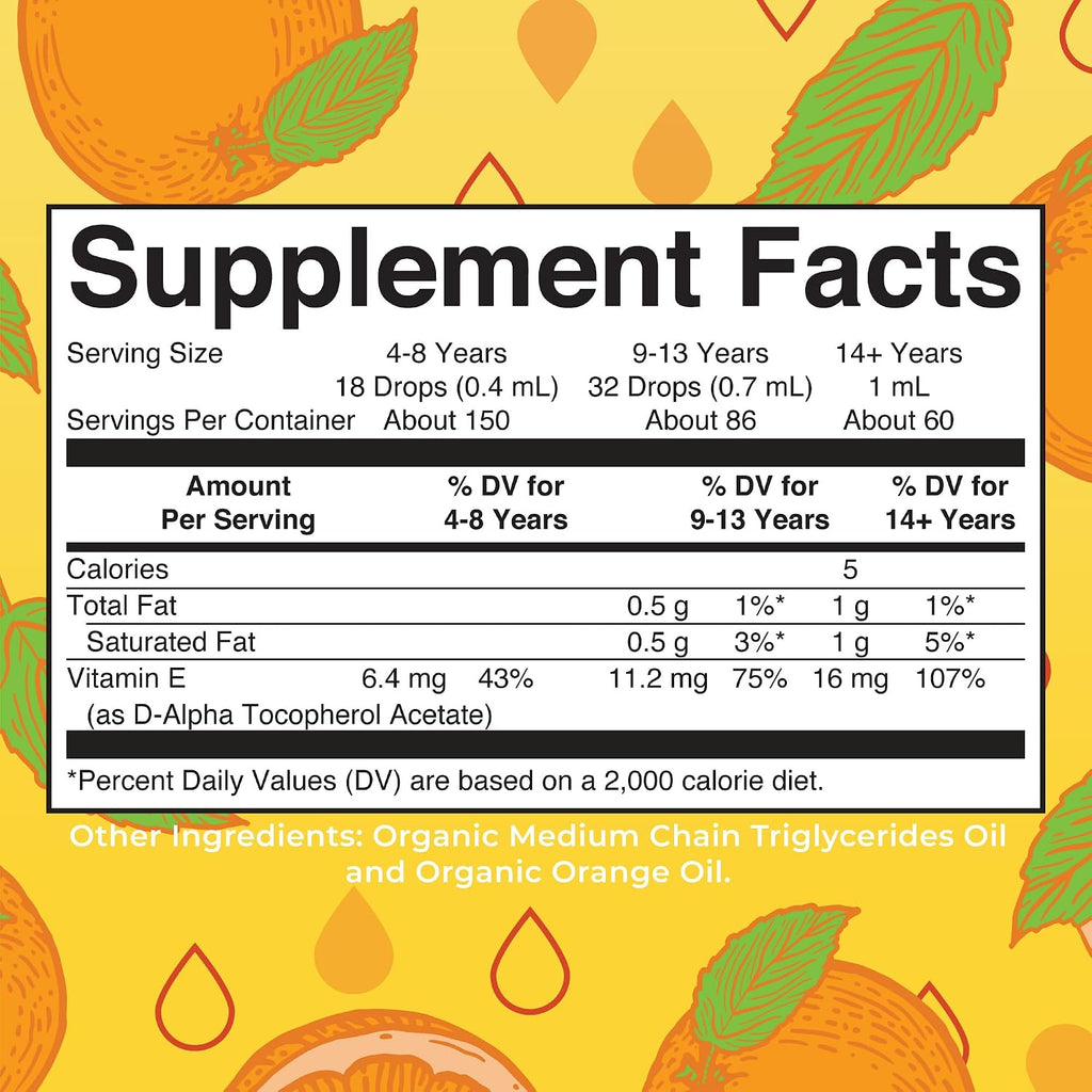 MaryRuth Organics USDA Vitamin E Liquid Drops 2 Month Supply | Bone and Joint Health | Cognitive Health for Adults and Kids | Sugar Free, Vegan, Non-GMO, Gluten Free | 2 Ounces