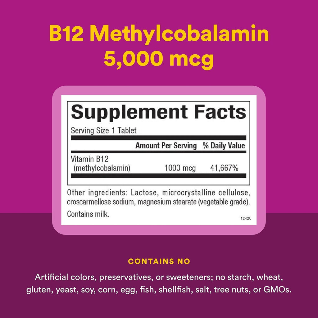 Natural Factors Vitamina B12 Metilcobalamina 1000 mcg - 90 tabletas masticables
