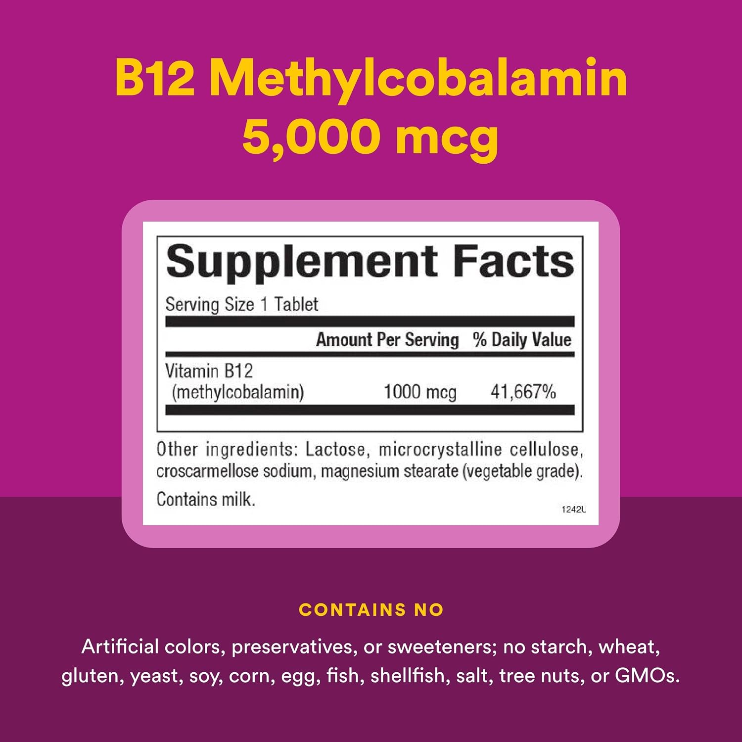Natural Factors Vitamina B12 Metilcobalamina 1000 mcg - 90 tabletas masticables