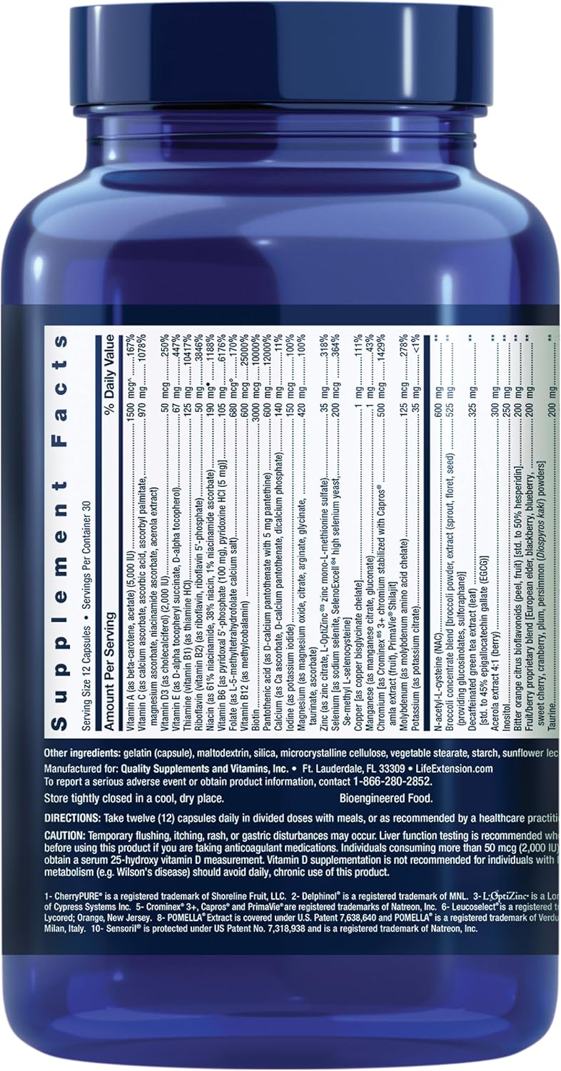 Life Extension Mix™ Cápsulas - Multivitamínico Avanzado con Minerales y Extractos de Frutas y Verduras, 360 Cápsulas