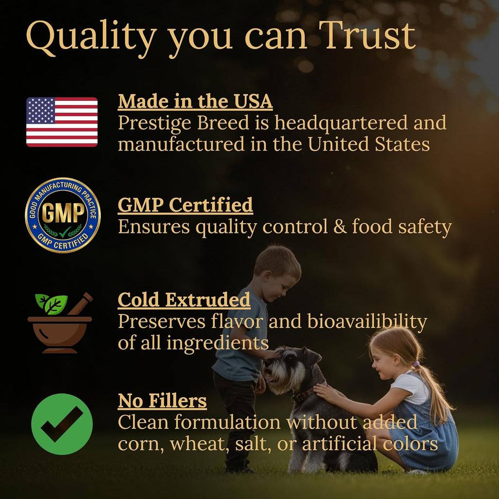 Prestige Breed Multivitamínicos para Schnauzer, Nutrición Equilibrada, 90 unidades con Auténtico Bacon