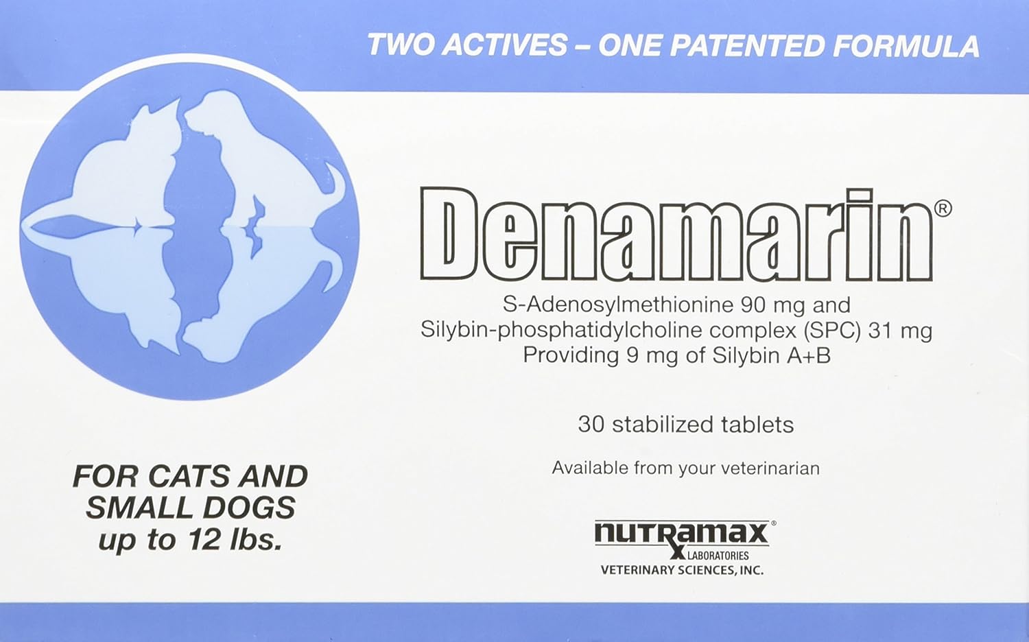 Nutramax Denamarin para Perros Grandes - Suplemento Hepático con SAMe y Silimarina, 30 Comprimidos