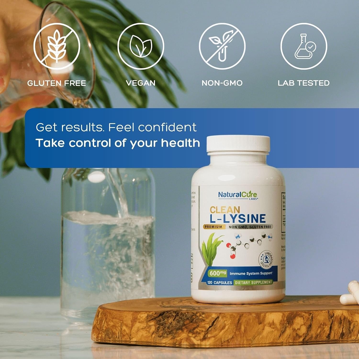 Palmara Health Clean L-Lisina 600mg, 120 Cápsulas | Vegano, No GMO y Sin Gluten