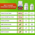 aSquared Nutrition Vitamina D3 con K2 MK-7 - 180 Pastillas Masticables