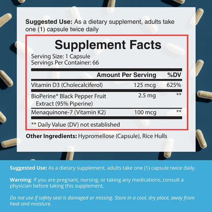 Dr. Boz K2+D3 Cápsulas - 5000 UI D3 y 4000 – La vitamina D contribuye a la absorción y utilización normal del – Image 5