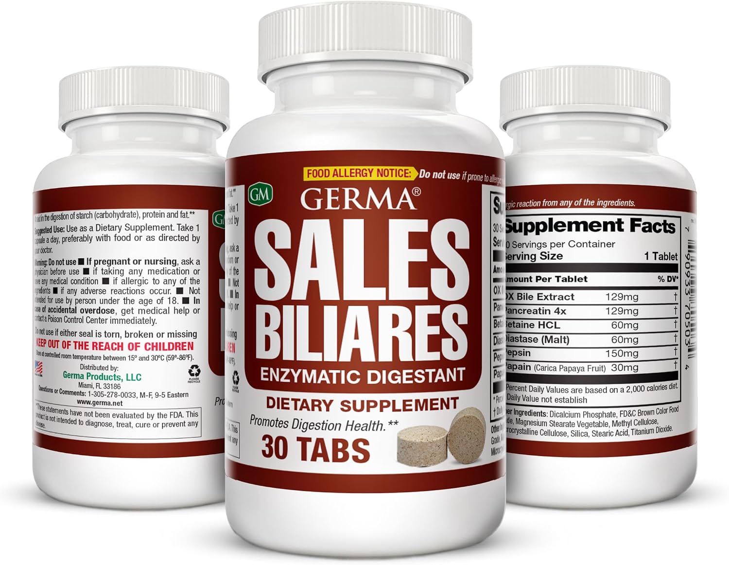 Germa Sales Biliares Suplemento Dietético Natural Ayuda Hígado 30 Comprimidos