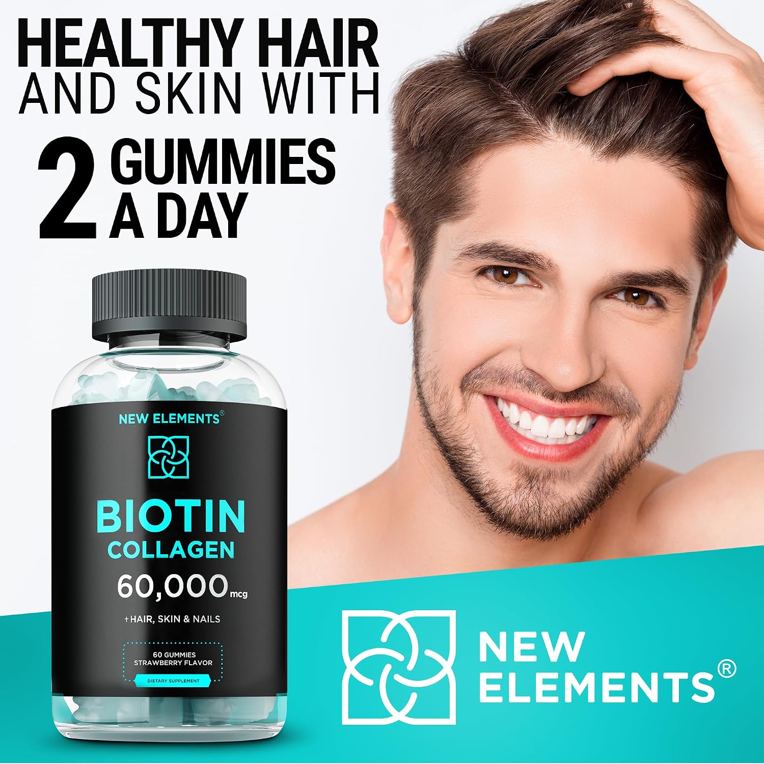 Biotina y Colágeno en Gominolas - 50.000mcg de Colágeno + 10.000mcg de Biotina