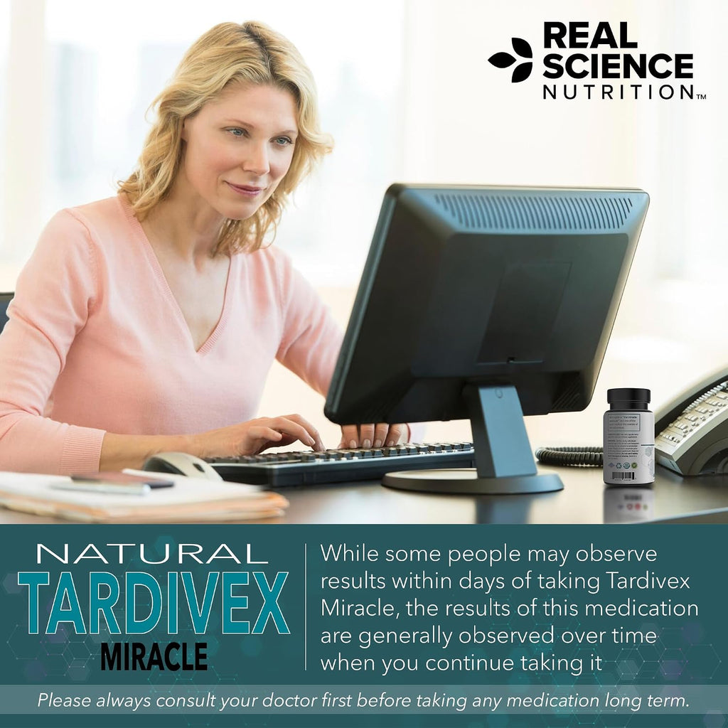 Real Science Tardivex - Suplemento de soporte nervioso con Vinitrox, GABA y vitaminas B - 60 cápsulas