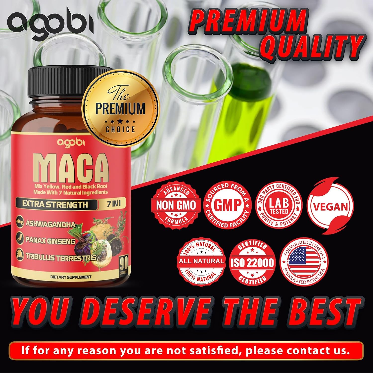 Agobi Maca Root Cápsulas - Suplemento Herbal 7 en 1, 90 Cápsulas Veganas
