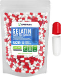 XPRS Nutra Cápsulas Vacías Tamaño 0 - 500 Unidades - Gelatina Bovina para Suplementos Caseros (Rojo/Blanco)