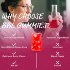 Natural BBL Gummies for Women Natural Curve, 60 Count Bear Shape Booty Gummies with Herbal Extracts & Multivitamins, Berry Flavor