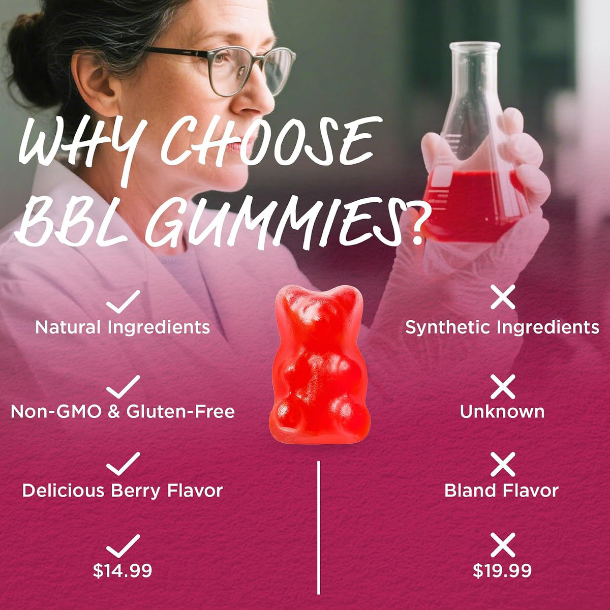 Natural BBL Gummies for Women Natural Curve, – Fáciles de llevar: El bote portátil cabe en el bolso, la mochila o – Image 3