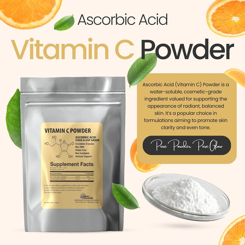 Pure Vitamin C Powder Organic (8 Oz / 226 g) Ácido Ascórbico en Polvo