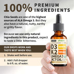 NUSAVA Gotas de Vitamina D3 y K2 con MCT Oil y Omega 3 - 5000 IU D3, 120 mcg K2 - 4 unidades