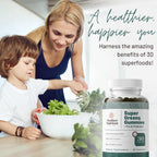 Mother Nutrient Super Greens Gummies - Multivitamínico con 30 Superfoods, Prebióticos y Probióticos (90 Gominolas)