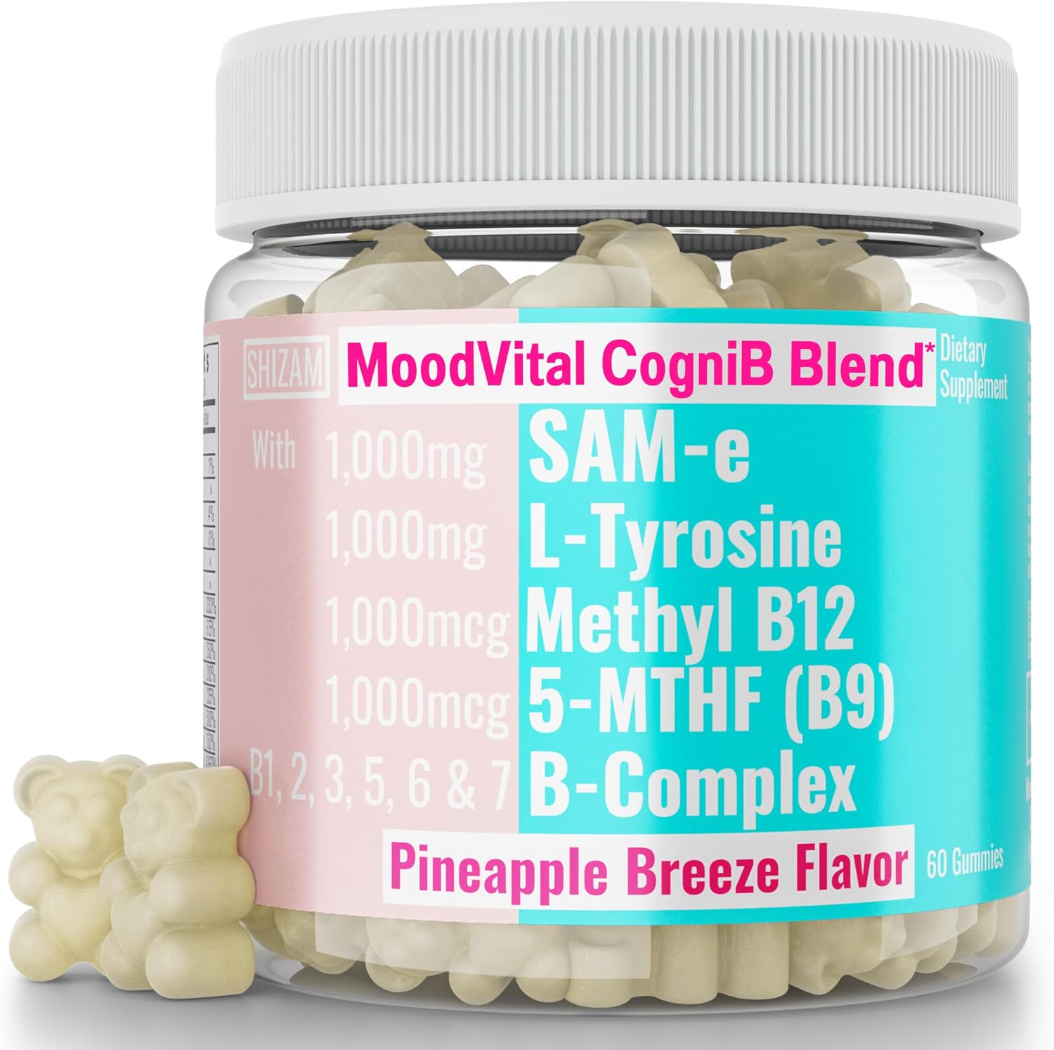 SHIZAM SAM-e & L-Tyrosine Gummies con Complejo B Metilado