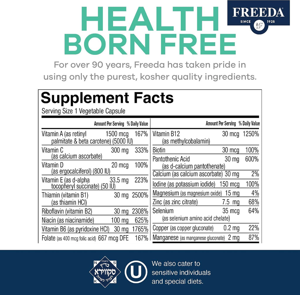 FREEDA One Daily Multivitamin Sin Hierro – Quintabs-M Sin Hierro – 100 Cápsulas