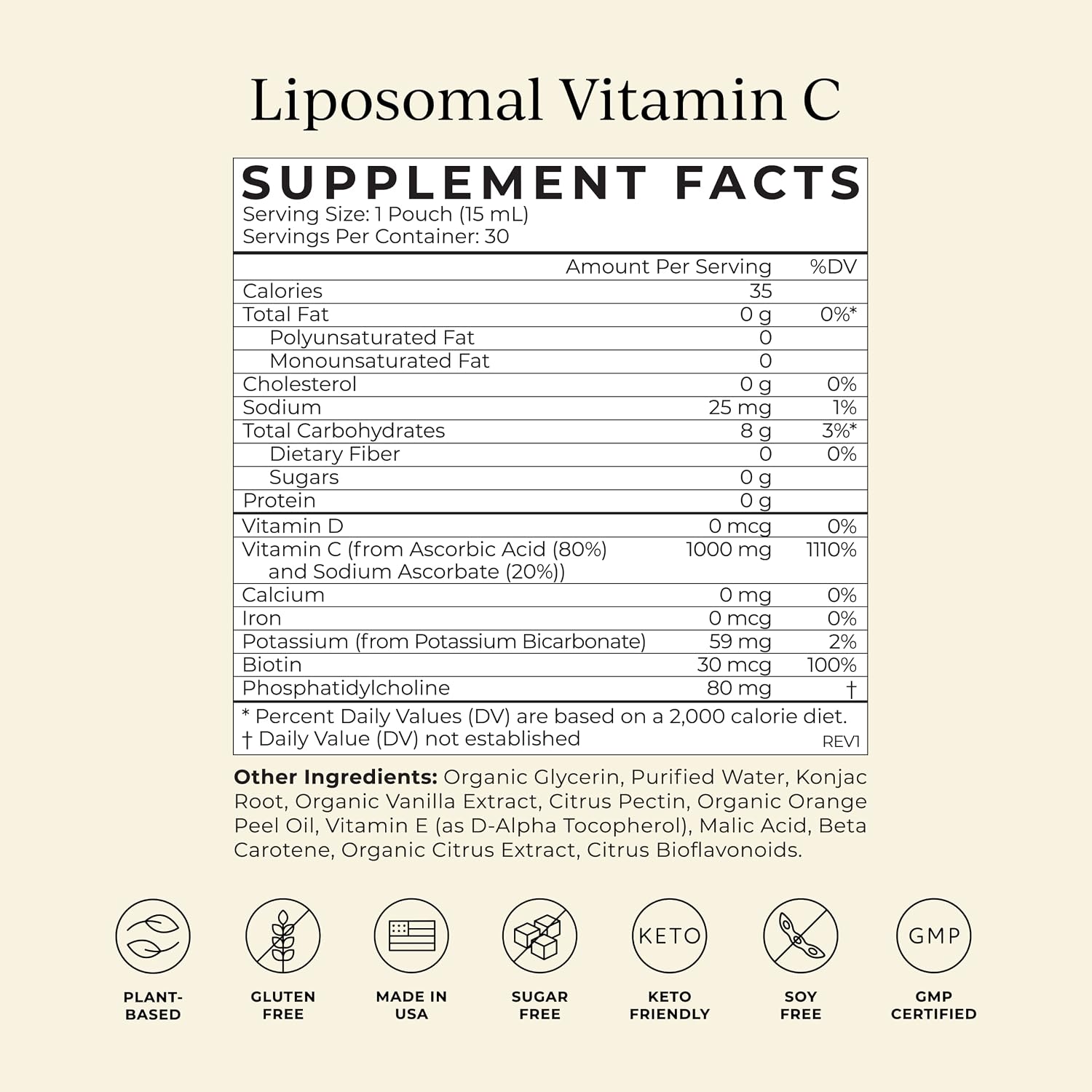 Cymbiotika Vitamina C Liposomal - 30 Sobres Individuales, Sabor Cítrico Vainilla