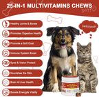 PICPOW Multivitamínico masticable para perros con glucosamina, condroitina, enzimas digestivas y probióticos, 120 comprimidos