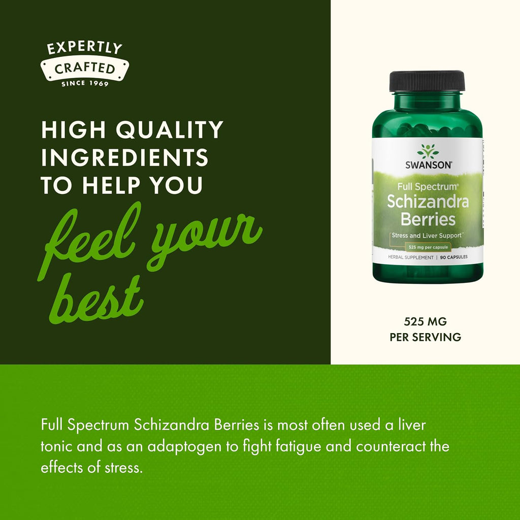Swanson Esquizandra de espectro completo, bayas - 90 cápsulas de 525 mg