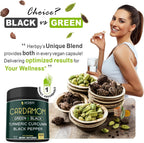 Herbpy Suplemento de Cardamomo 4en1 – Semillas de Cardamomo Verde y Negro con Cúrcuma y Pimienta Negra – Salud Digestiva – 100 Cápsulas Veganas