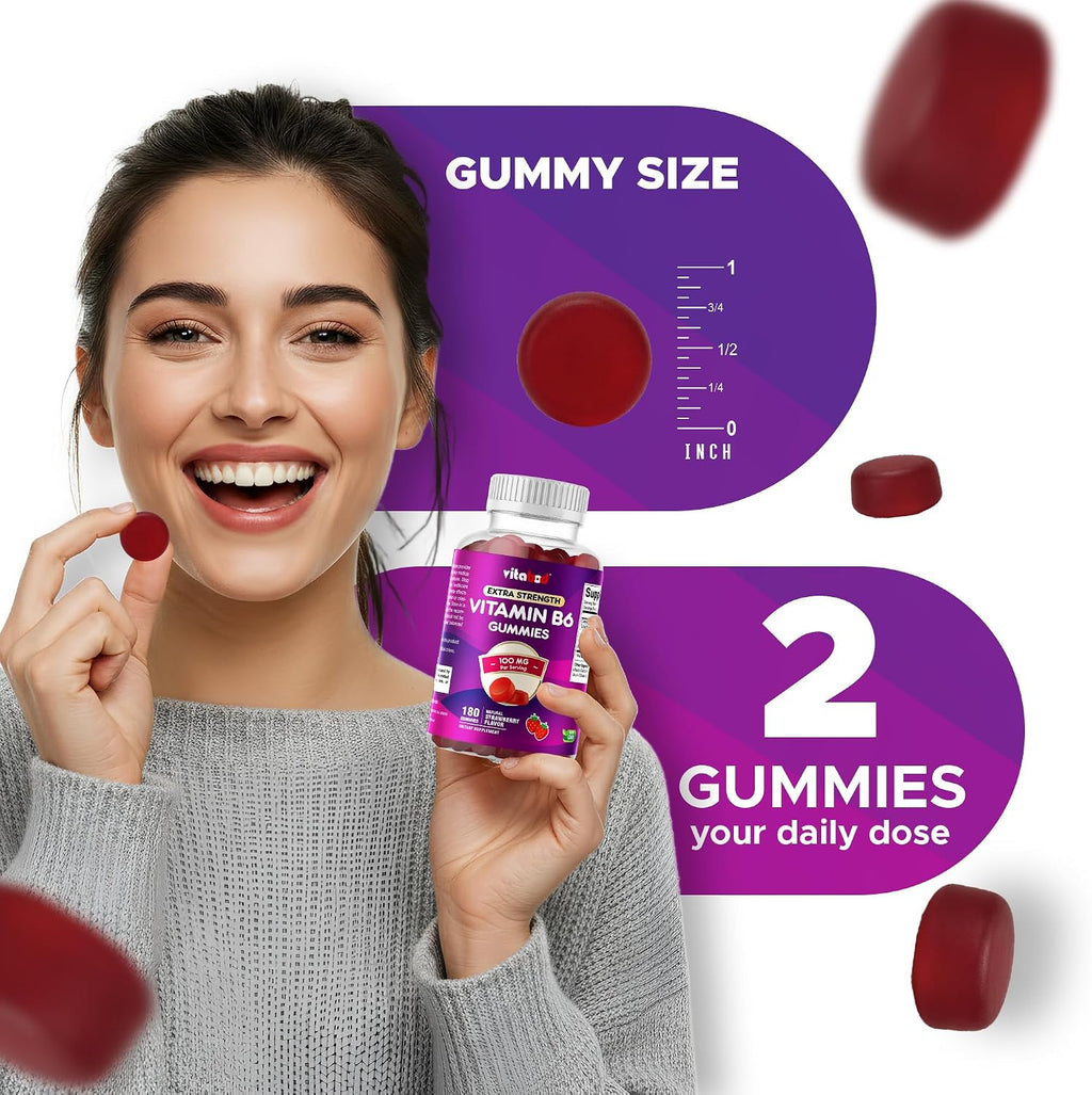 Vitabod Vitamina B6 Gomitas 100mg - 180 Gomitas de Pectina