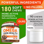 StrellaLab Omega 3 para Perros - 180 Golosinas de Aceite de Pescado - Suplemento para la Piel y el Pelaje - Sabor a Salmón Ahumado