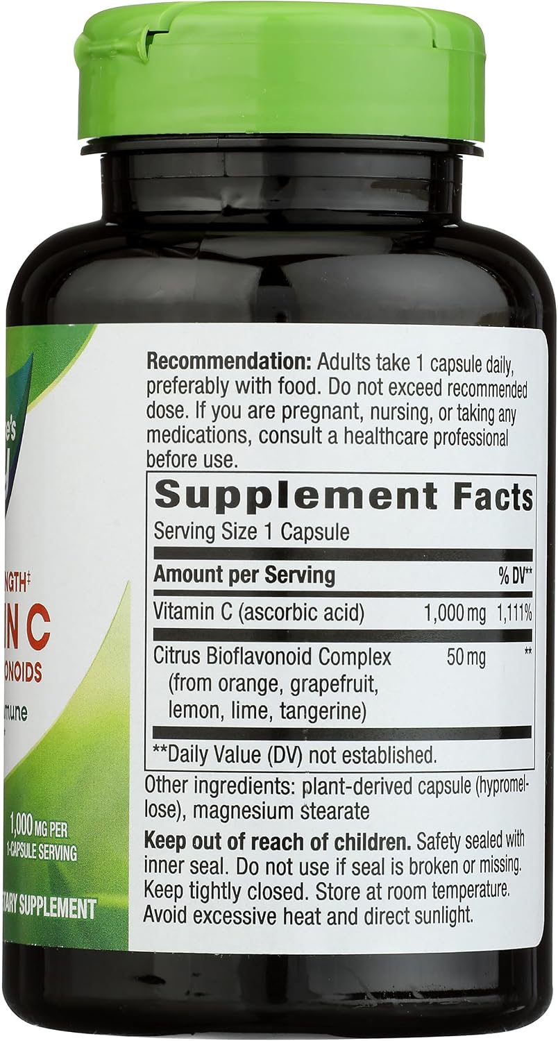 Nature's Way Extra Strength Vitamina C con Bioflavonoides, 1000 mg, 100 Cápsulas Veganas