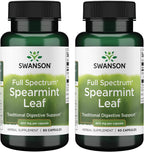 Swanson Spearmint Leaf Full Spectrum - Suplemento Digestivo - 400 mg Mentha Spicata (60 Cápsulas, Pack de 2)