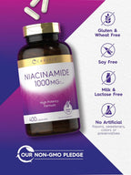 Carlyle Niacinamida 1000 mg | 400 Cápsulas | Fórmula de Alta Potencia | No-GMO, Sin Gluten