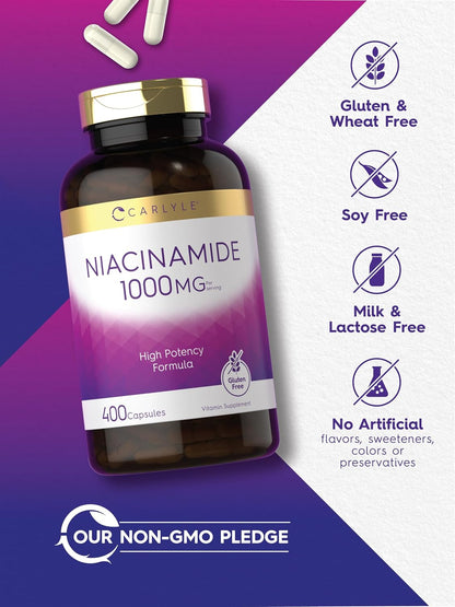 Carlyle Niacinamida 1000 mg | 400 Cápsulas | – Piel y mucosas: La niacina contribuye al mantenimiento de la piel y – Image 4