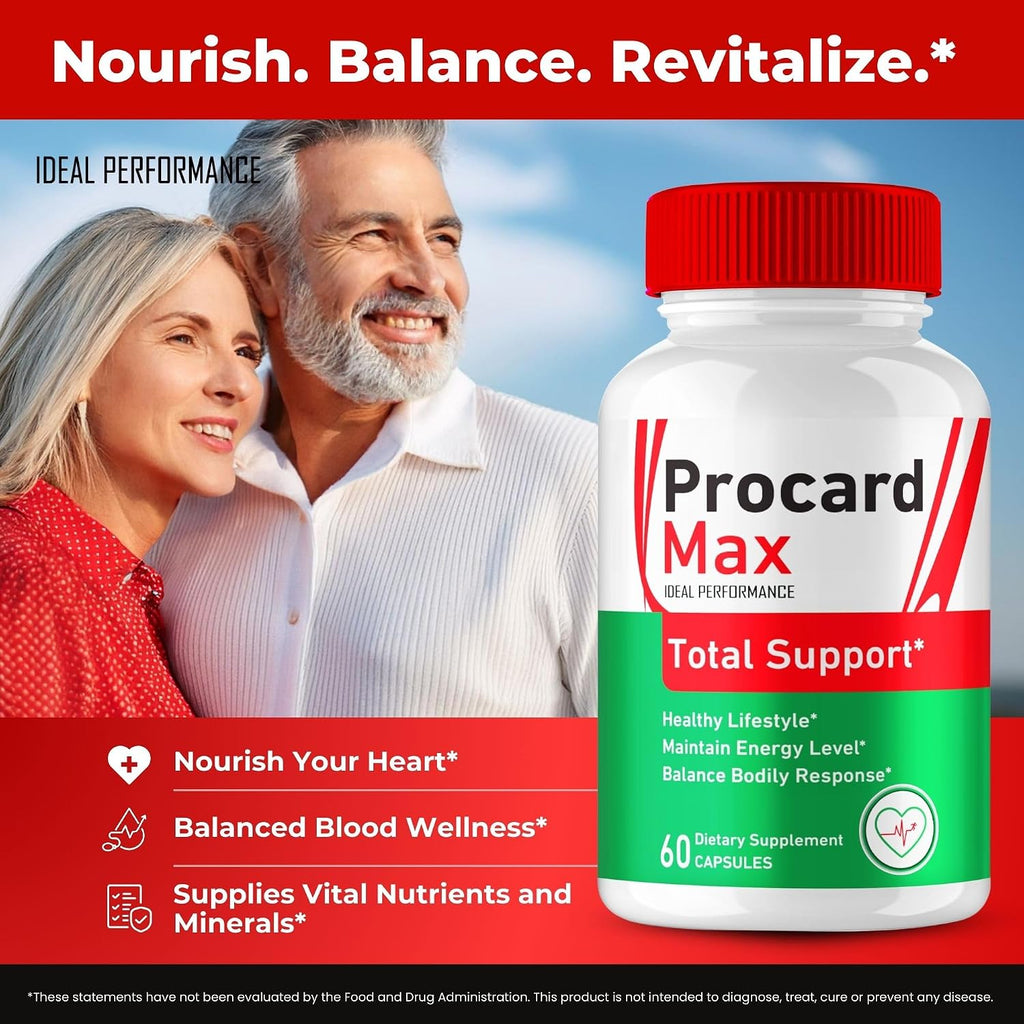 Procard Max Advanced Blood Formula Capsules, Official Procard Max Supplement Pills - Maximum Strength, All Natural Healthy Circulation & Stable Levels, Premium ProcardMax Reviews (60 Capsules)