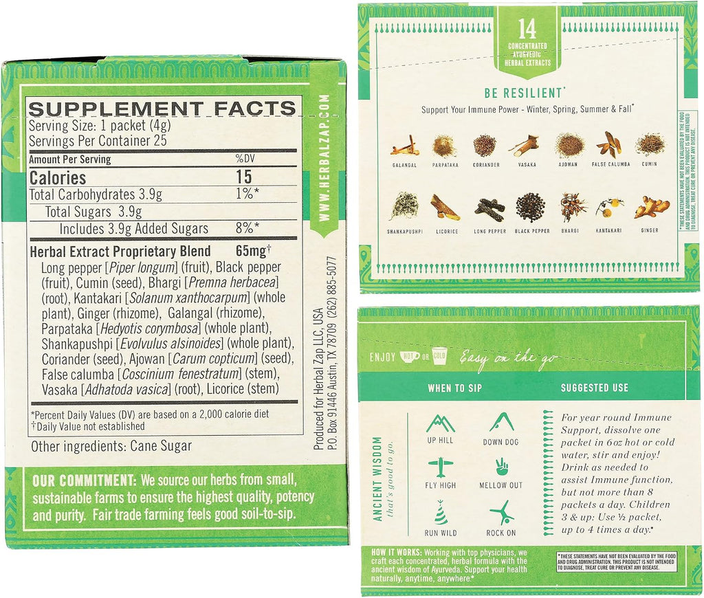 Herbal Zap! Mezcla Ayurvédica de Apoyo Inmunológico - 25 Sobres