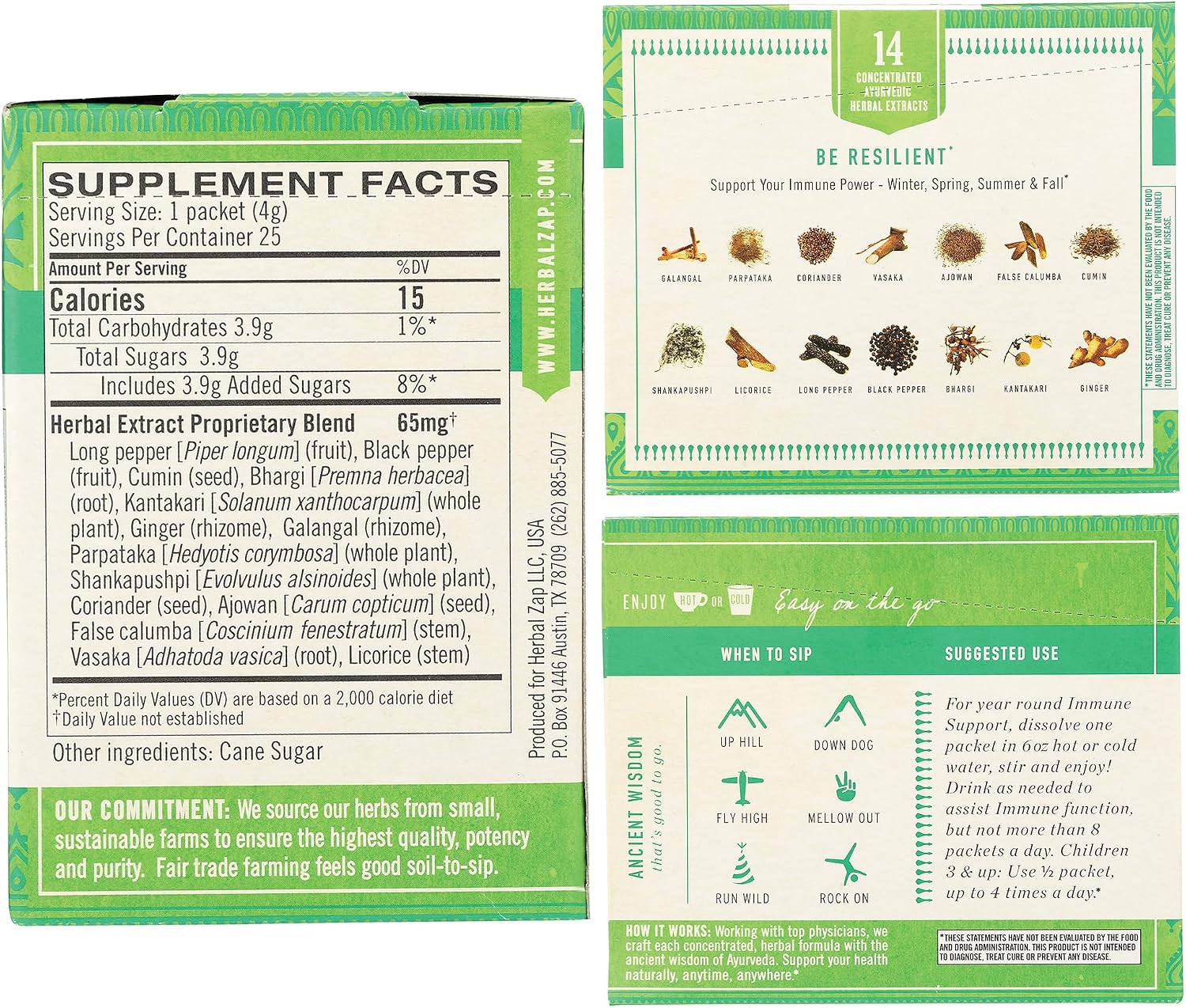 Herbal Zap! Mezcla Ayurvédica de Apoyo Inmunológico - 25 Sobres