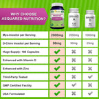 aSquared Nutrition Myo-Inositol & D-Chiro Inositol 40:1 con Vitamina D3 y Zinc - 180 Cápsulas