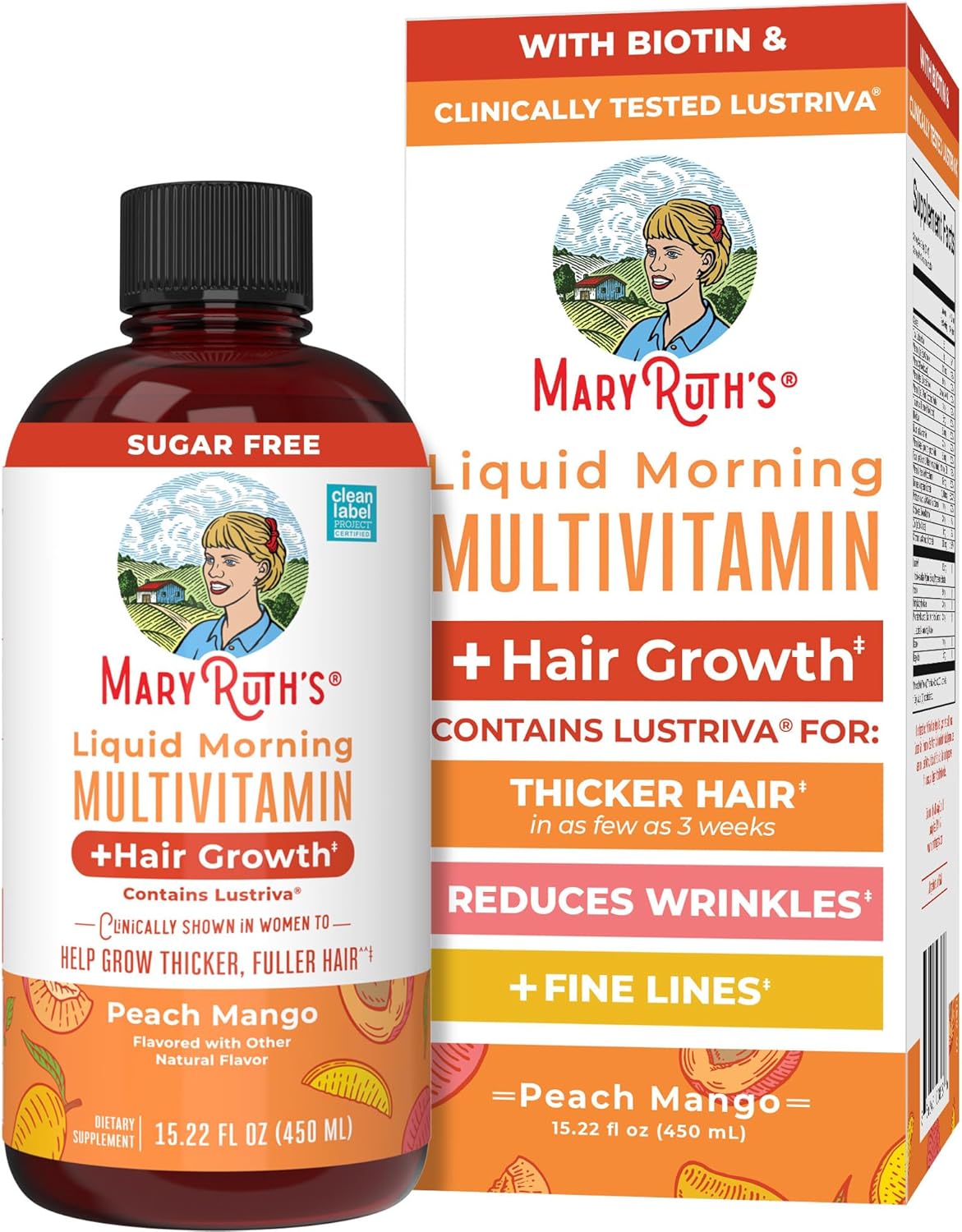 MaryRuth's Multivitamínico Líquido + Crecimiento Capilar - Clínicamente Testado con Biotina 10000 mcg - 450 ml